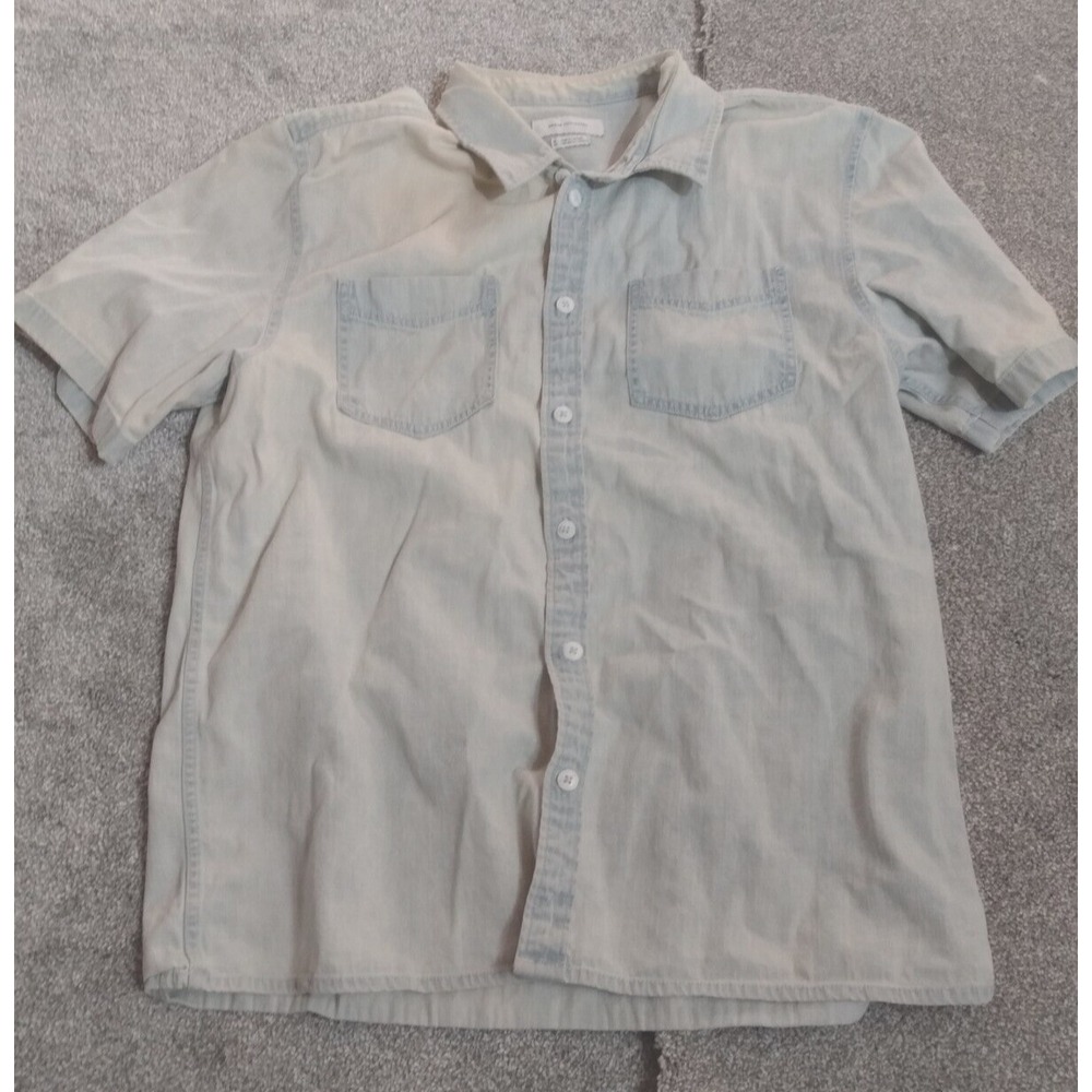 Urban Outfitters Chambray Denim Short Sleeve Shirt Men's Size Extra Large Blue